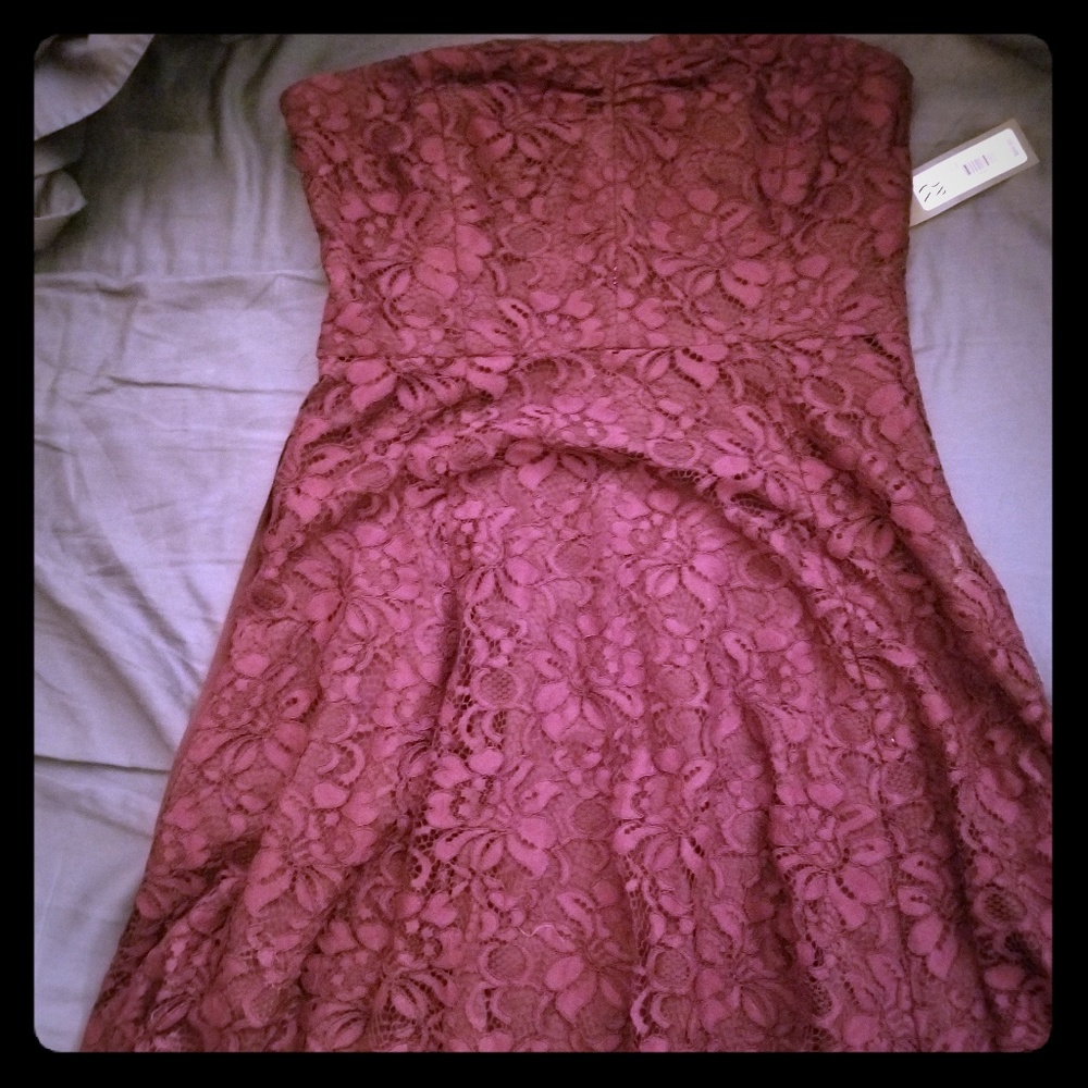 Burgundy strapless dress